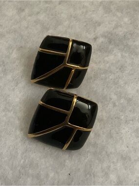 Elegant Black enamel Napier earrings